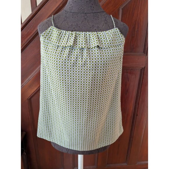 J.Crew Womens Size 8 Sleeveless Geometric Print Top White & Yellow - Picture 1 of 5